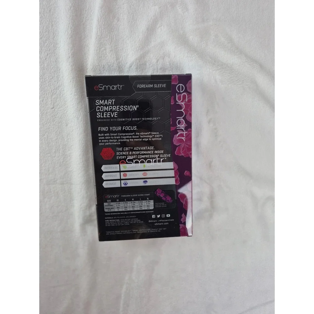 eSmartr Smart Compression Sleeve Unisex XS Black Forearm Petals ESF0501XS New